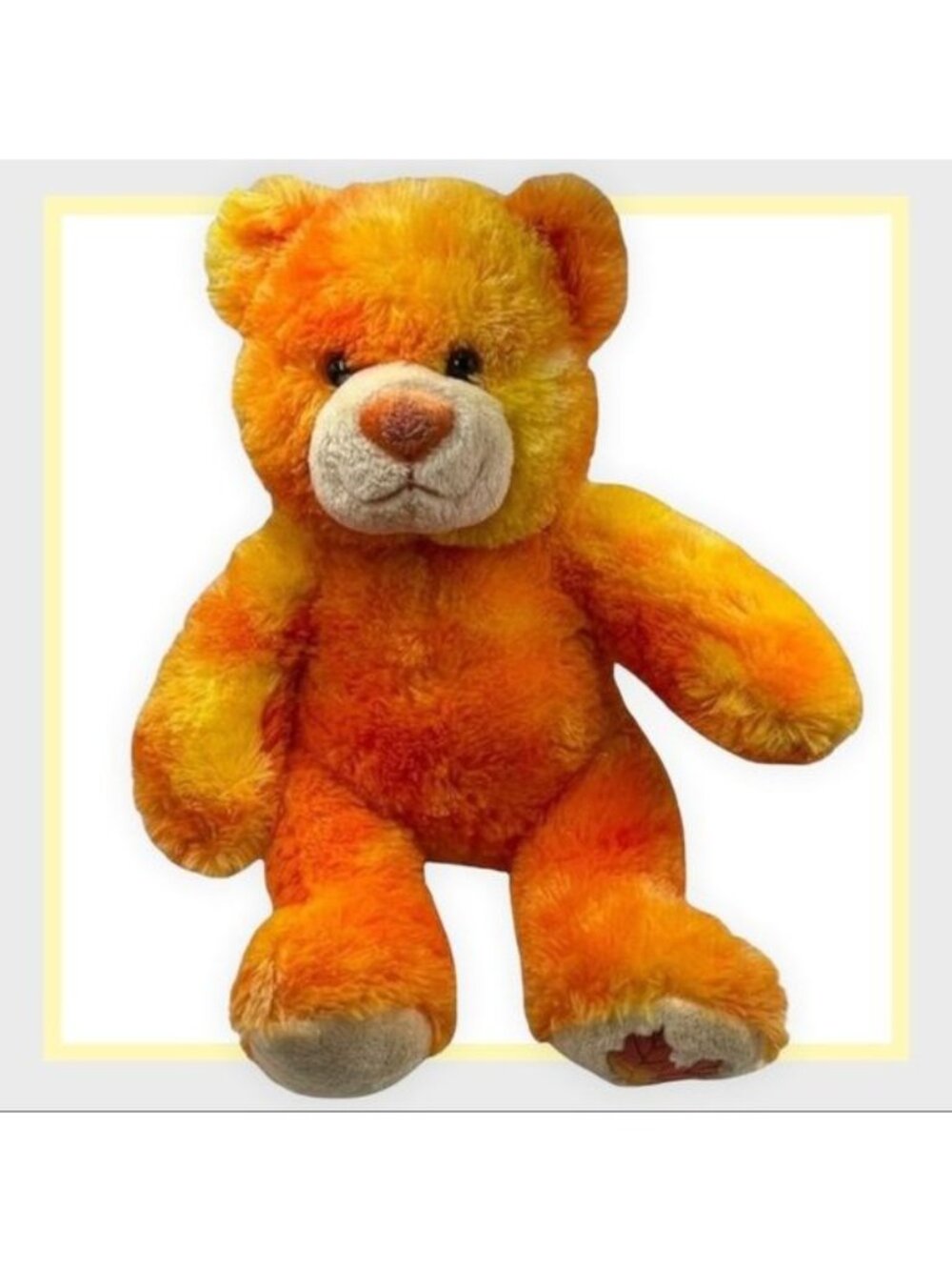 Build-A-Bear Autumn Fall Maple Leaf 16" Plush Sparkly Orange and Yellow